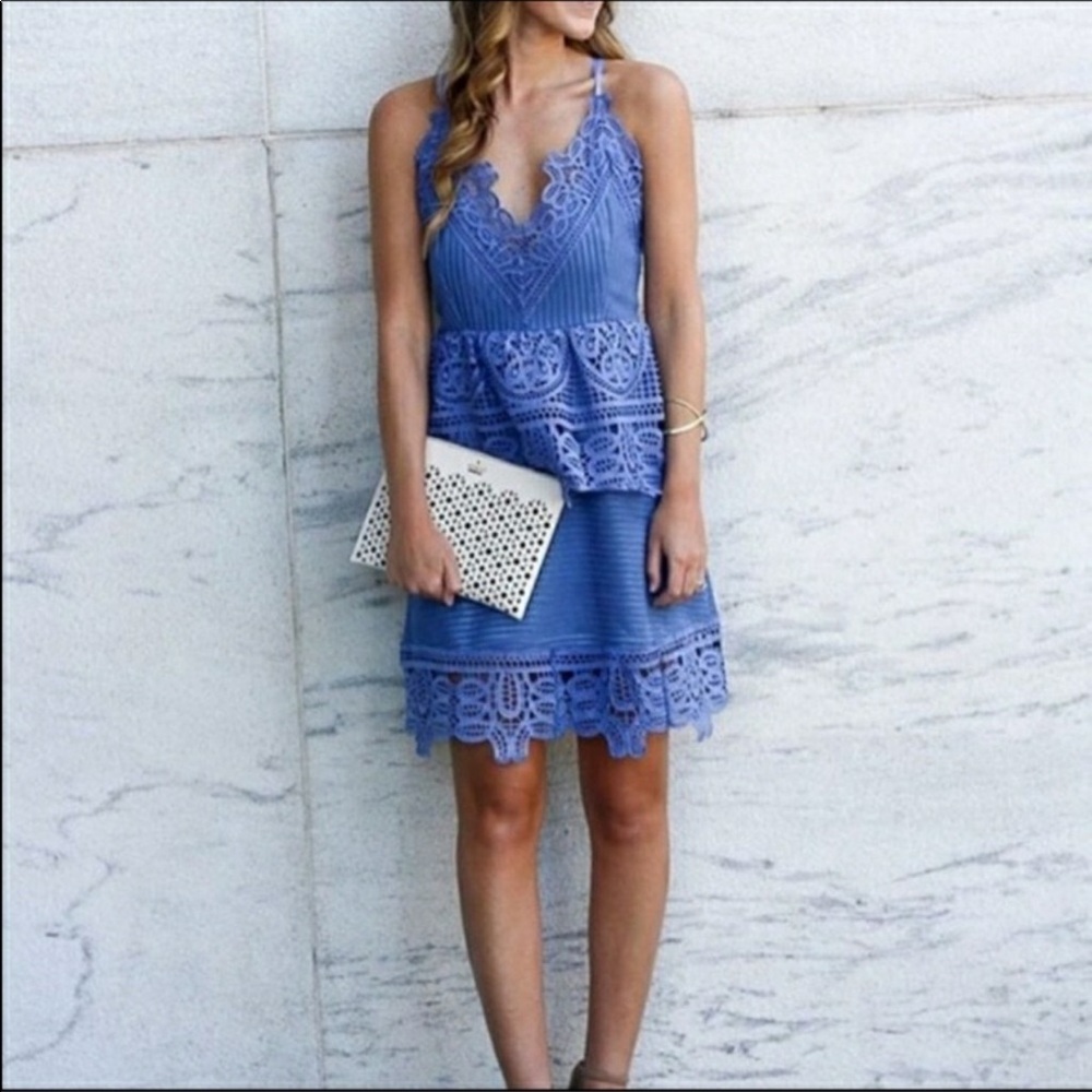 NWT Goodnight Macaroon Crochet Lace Peplum Dress